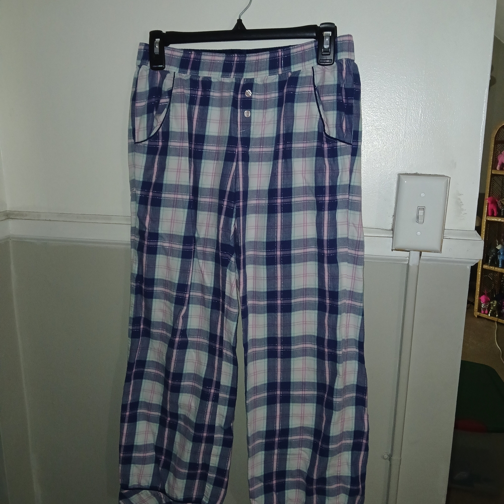 Victoria's Secret Plaid Pajama Pants - Blue, White & Pink
